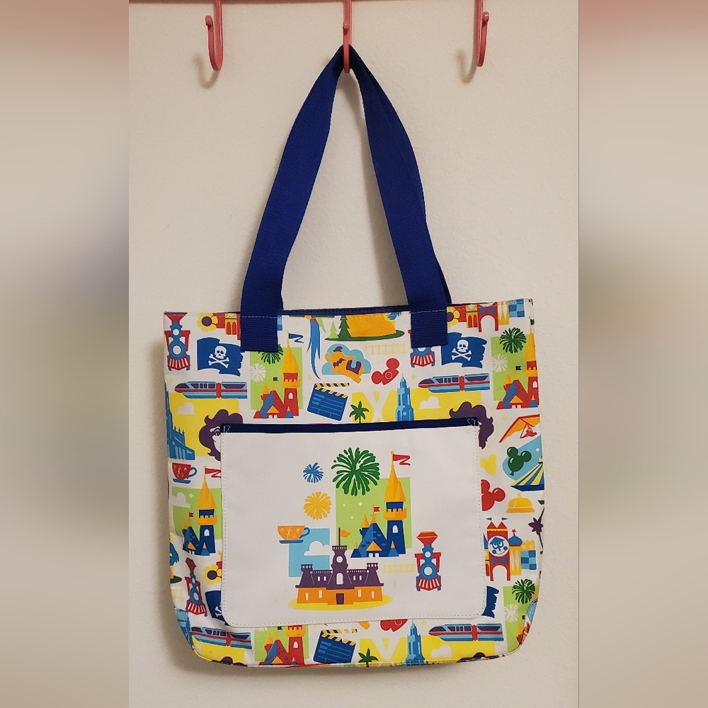 Disney Parks Attractions Colorful Tote Bag Haunted Mansion Dumbo Space Mountain